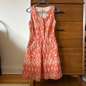 J. Crew Ikat Caroline Orange Summer Dress size 0